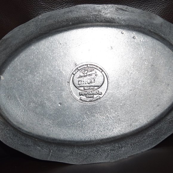 ⛳️vtg Old Country YORK Pewtarex TEE TIME Embossed Pewter Golf Tray Plate Bread - Picture 3 of 5